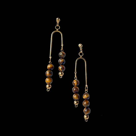 "Energy Gates" Dangle Earrings (Tiger's Eye)