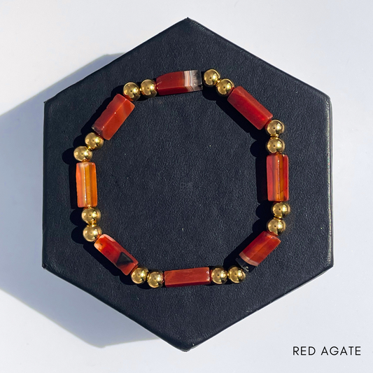 "Aria" Gemstone Stretch Bracelet (Red Agate)