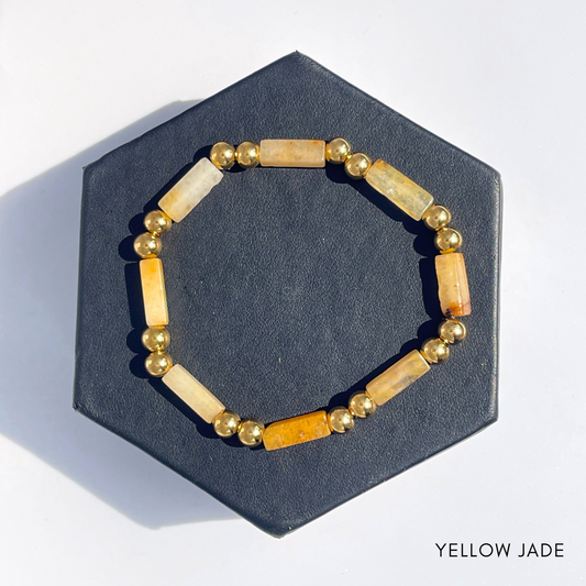 "Aria" Gemstone Stretch Bracelet (Yellow Jade)