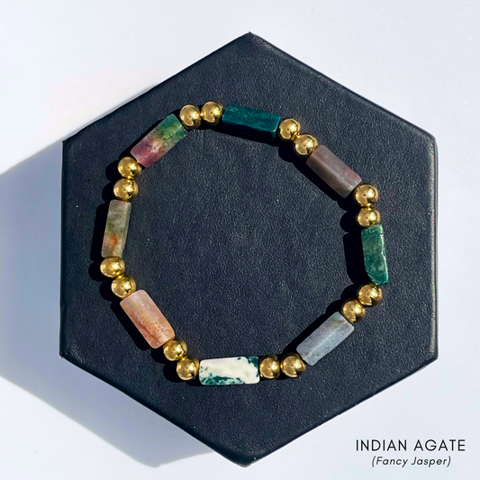 "Aria" Gemstone Stretch Bracelet (Fancy Jasper/Indian Agate)