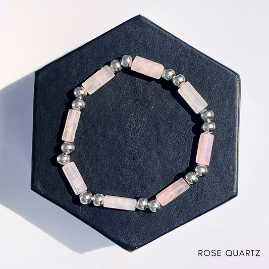 "Aria" Gemstone Stretch Bracelet (Rose Quartz)